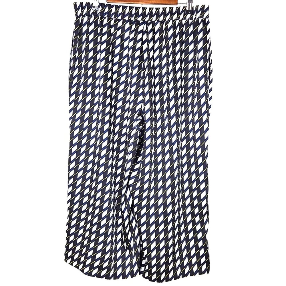 DKNY Geometric Print Cropped Wide Leg Pull-On Culotte Pants Women's Size Large - Picture 5 of 8